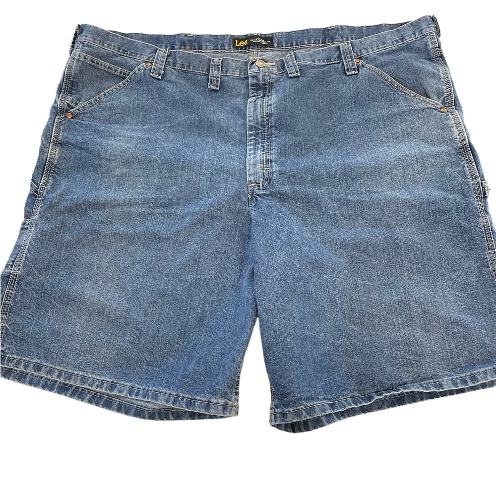 Lee 1889 Denim Carpenter 7 Pocket Hammer Loop Blue Jean Shorts 52 Waist - Picture 2 of 9